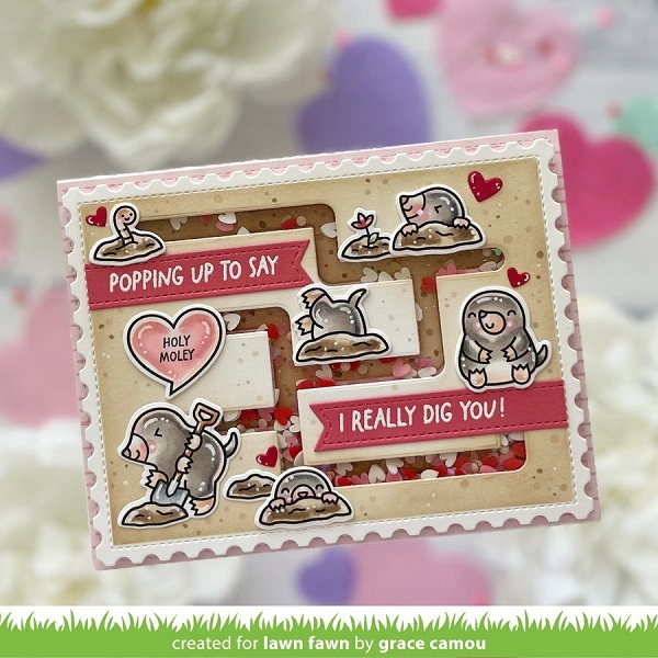 (2026) LAWN FAWN 刀模+透明印章組 - a mole lot of love add-on (網購單一價) - 預購優惠